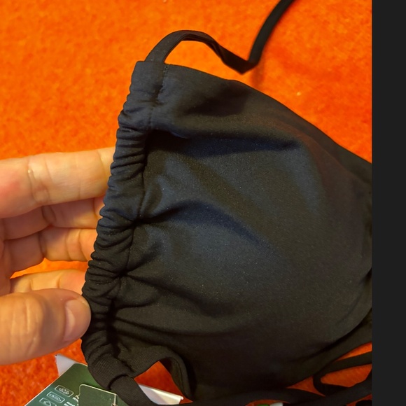 Black bead and drawstring bandeau bikini top NWT - Picture 5 of 12